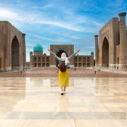 Woman in Front of Bibi-Khanym Mosque